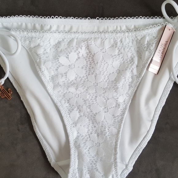 NW Victorias Secret Lace Floral Charms Ties Bikini - Picture 3 of 8